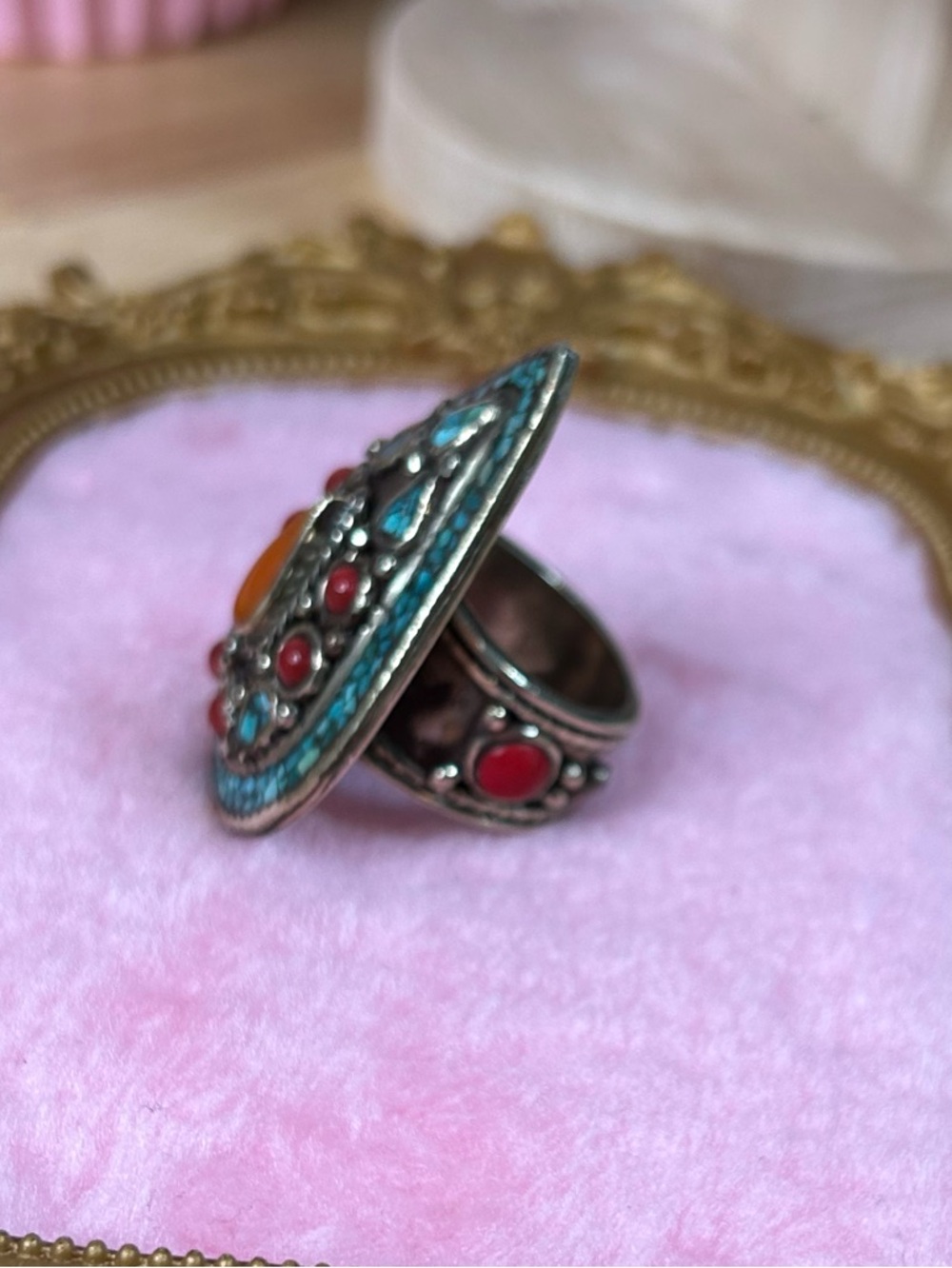 Vintage Tibetan Silver Shield Ring Size 9 - Picture 9 of 10